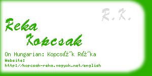 reka kopcsak business card